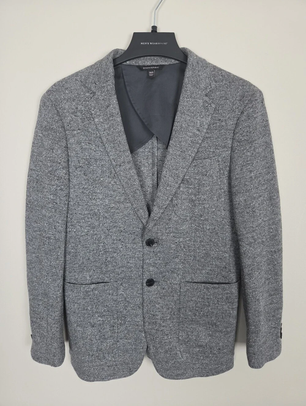 Banana Republic Mens 36S Gray Tweed Wool Blend Sport Coat Blazer Partially Lined